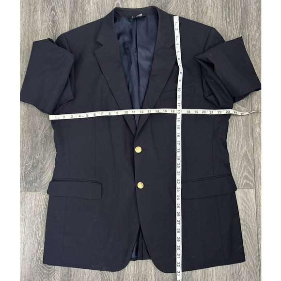 Jos A Banks 44R Black With Gold-Toned Two Button Vented Wool Jacket - Picture 4 of 6